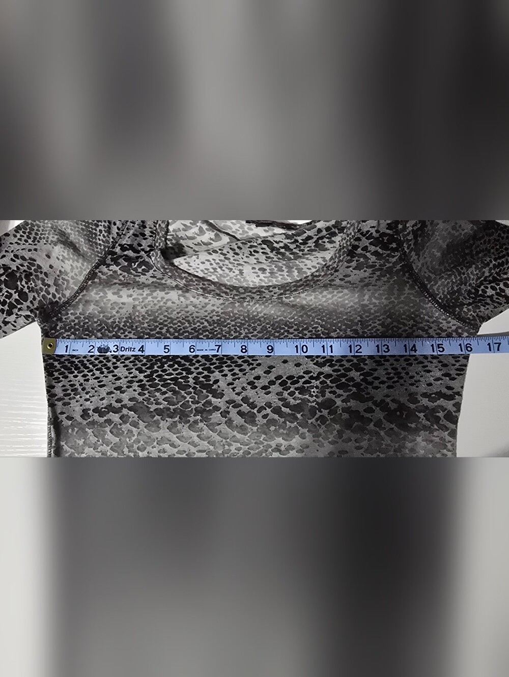 Express Gray Snake-Print Long Sleeve Scoop Neck Top Semi-sheer - Picture 3 of 6